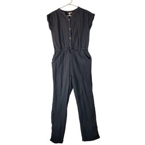 Cat Jack Girls Jumpsuit Romper Gray Button Front Elastic Waist XL 14 16